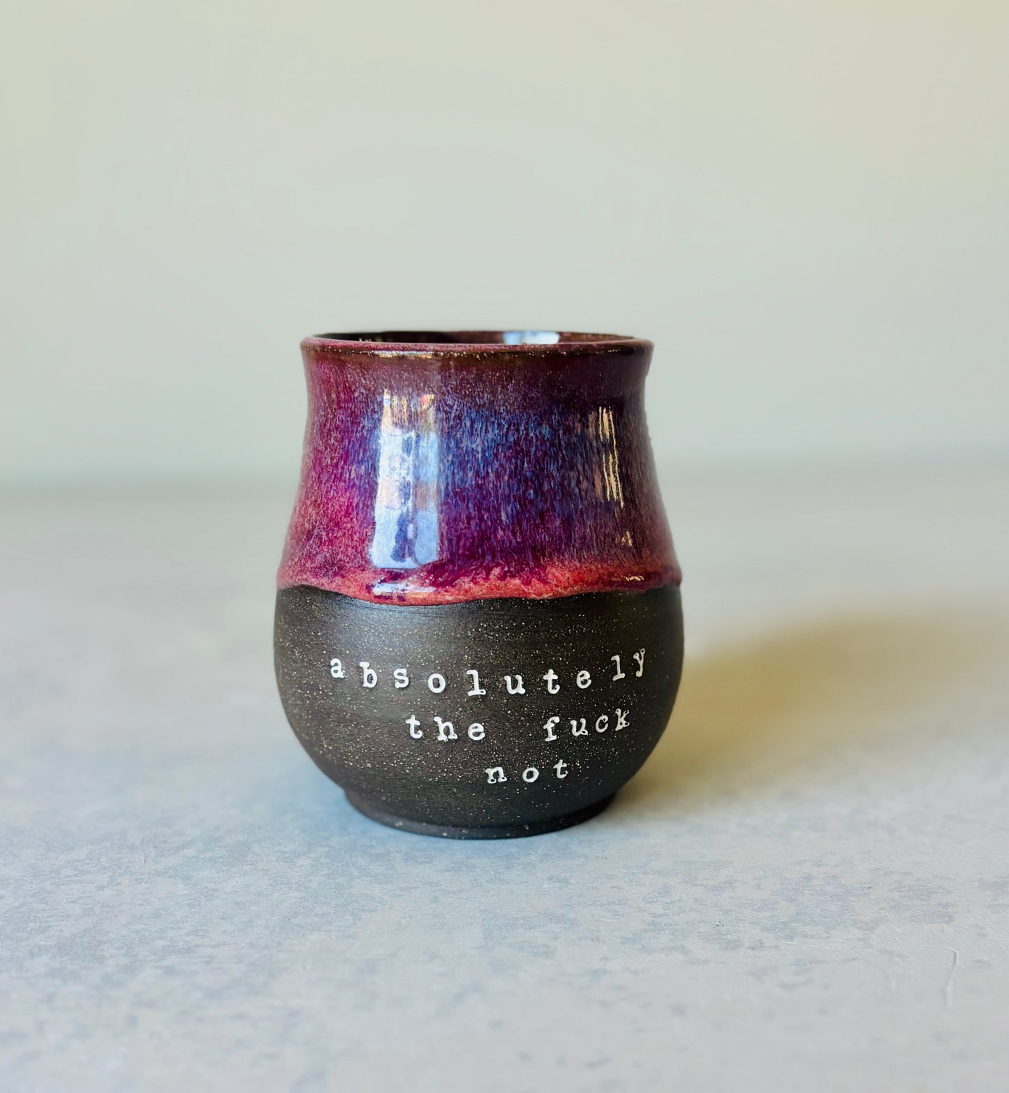 Pre-Order: Absolutely the Fuck Not Mug Summer Berry Glaze on Black Clay (10-12 weeks)