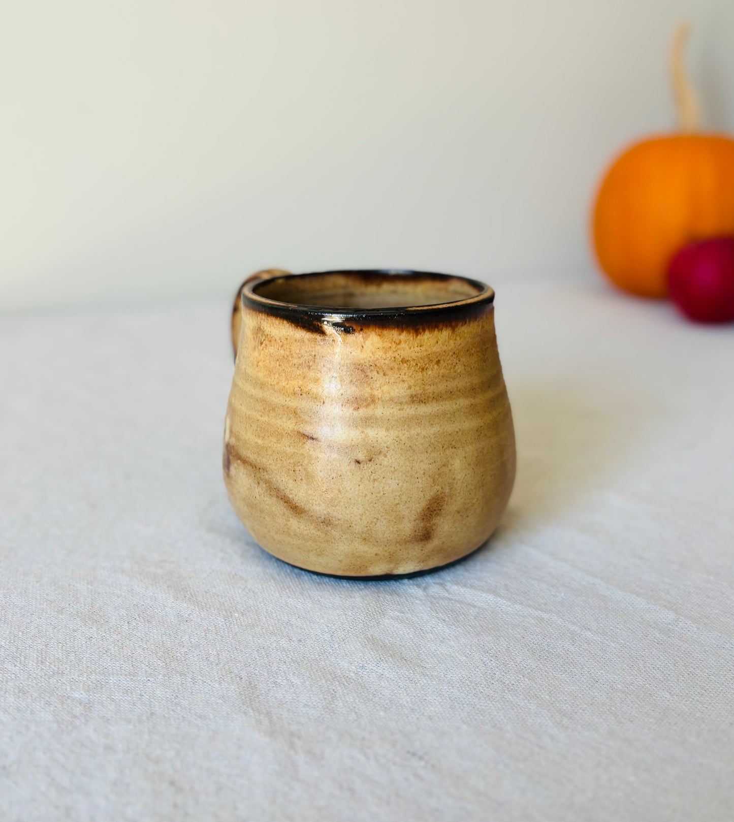 Matte Ginger Mug on Black Stoneware