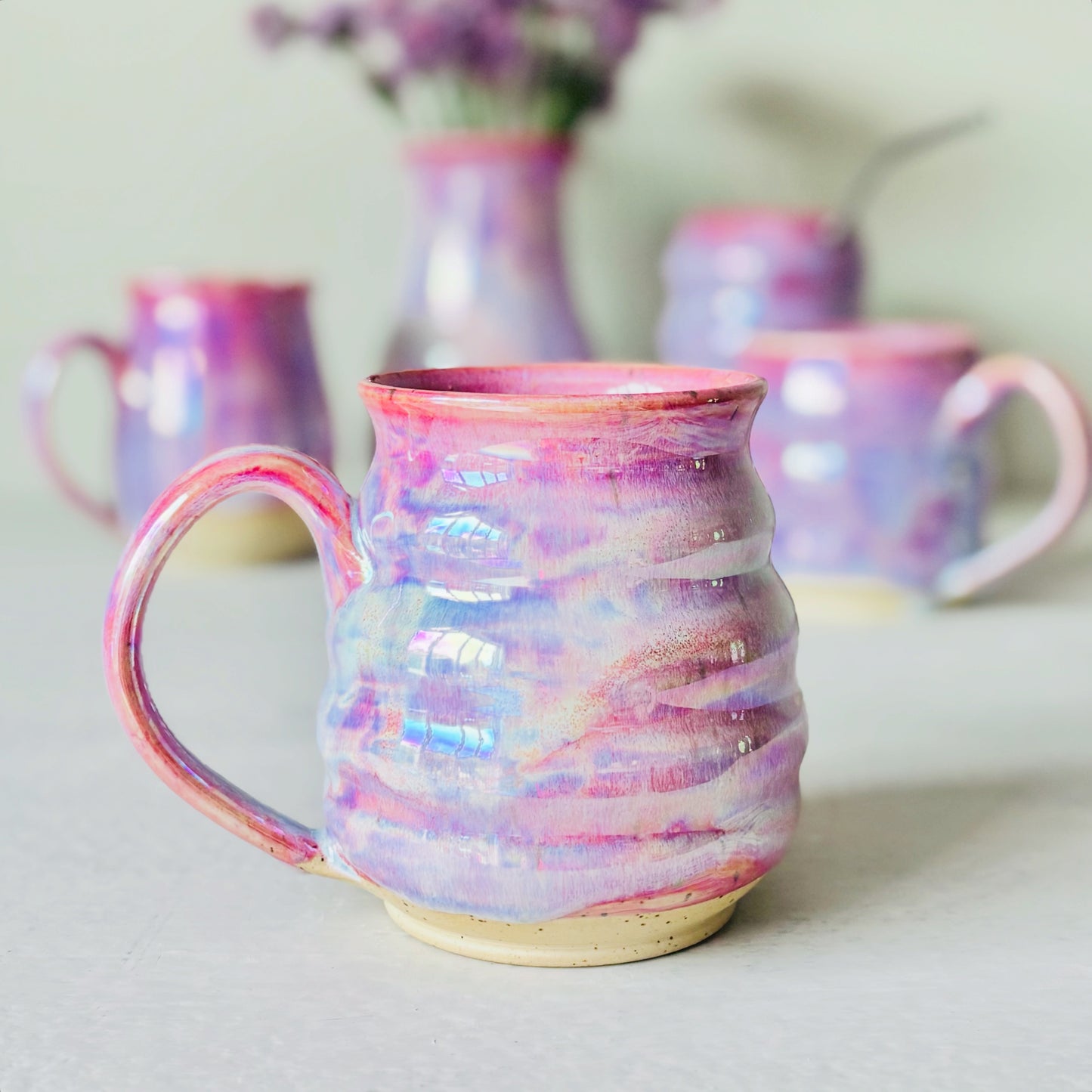Iridescent Bubble Mug in Cosmic Rose Glaze (14 fl oz)