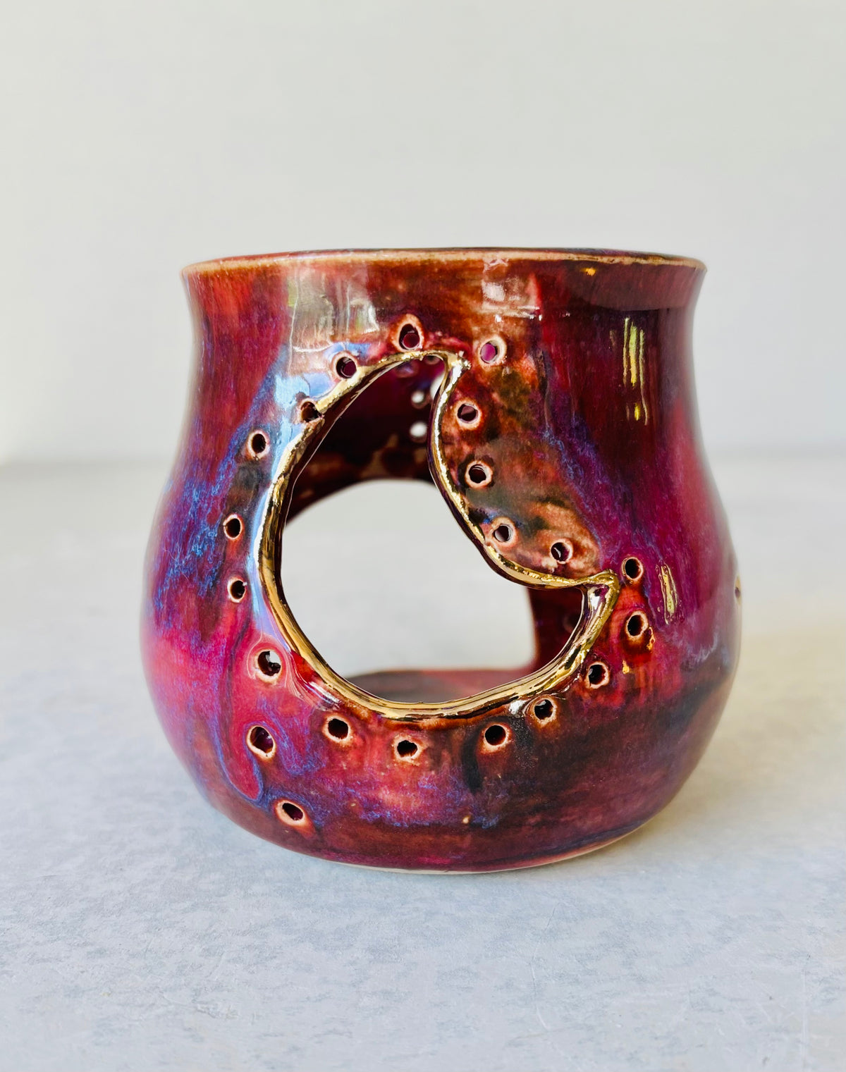 Tea Light Lantern with 22k Gold Detail
