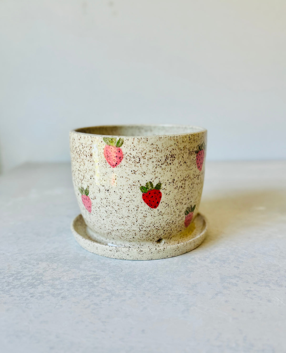 Strawberry Speckled Planter (Second)