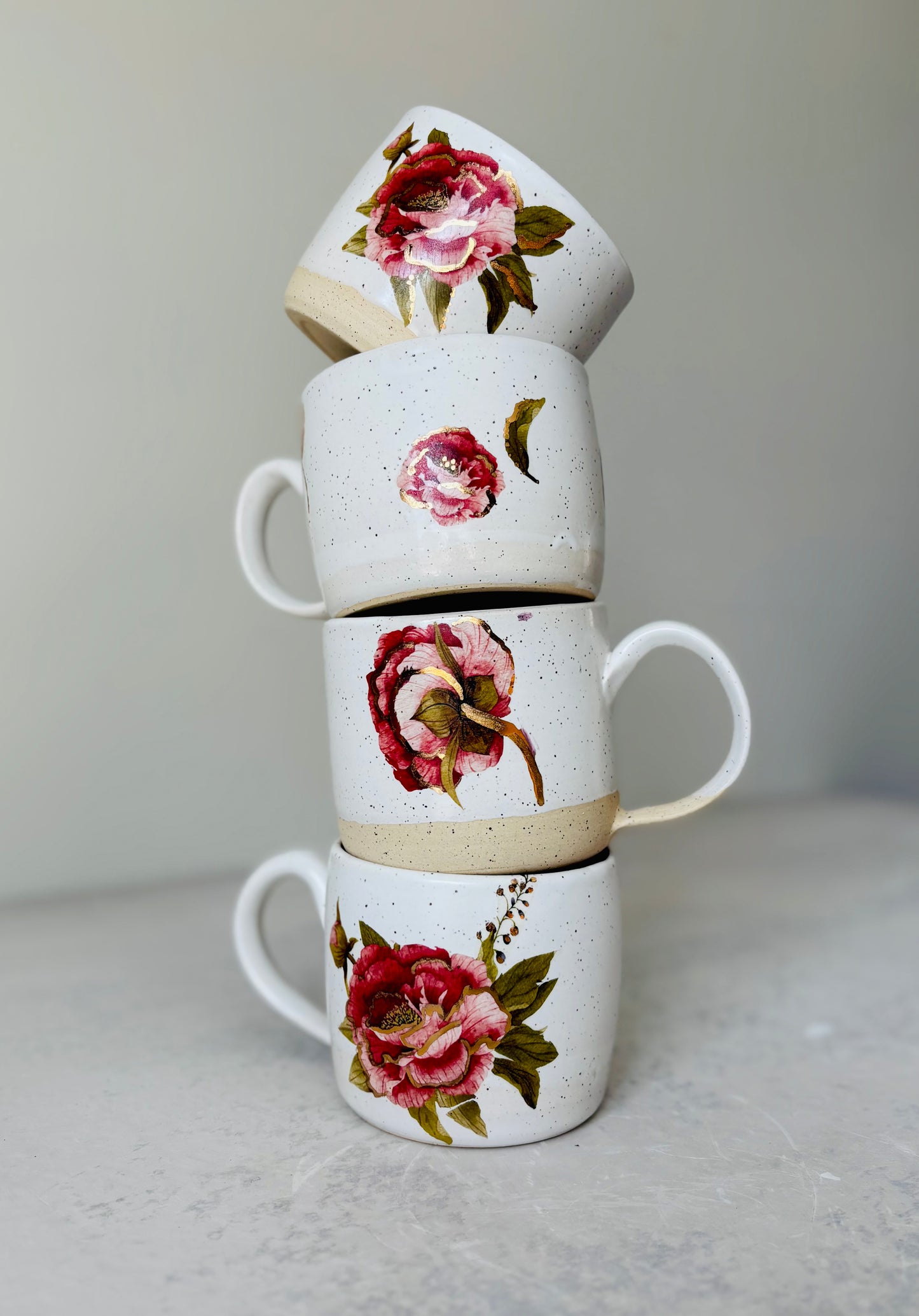 Vintage 22k Gold Peony Mug 4