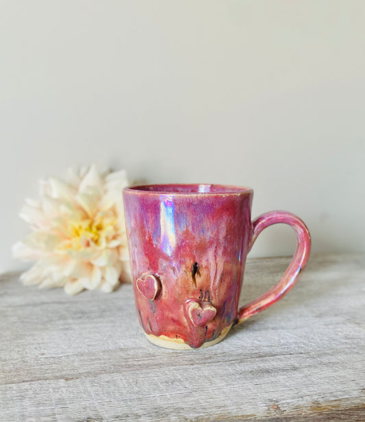 Iridescent Dark Pink Heart Mug