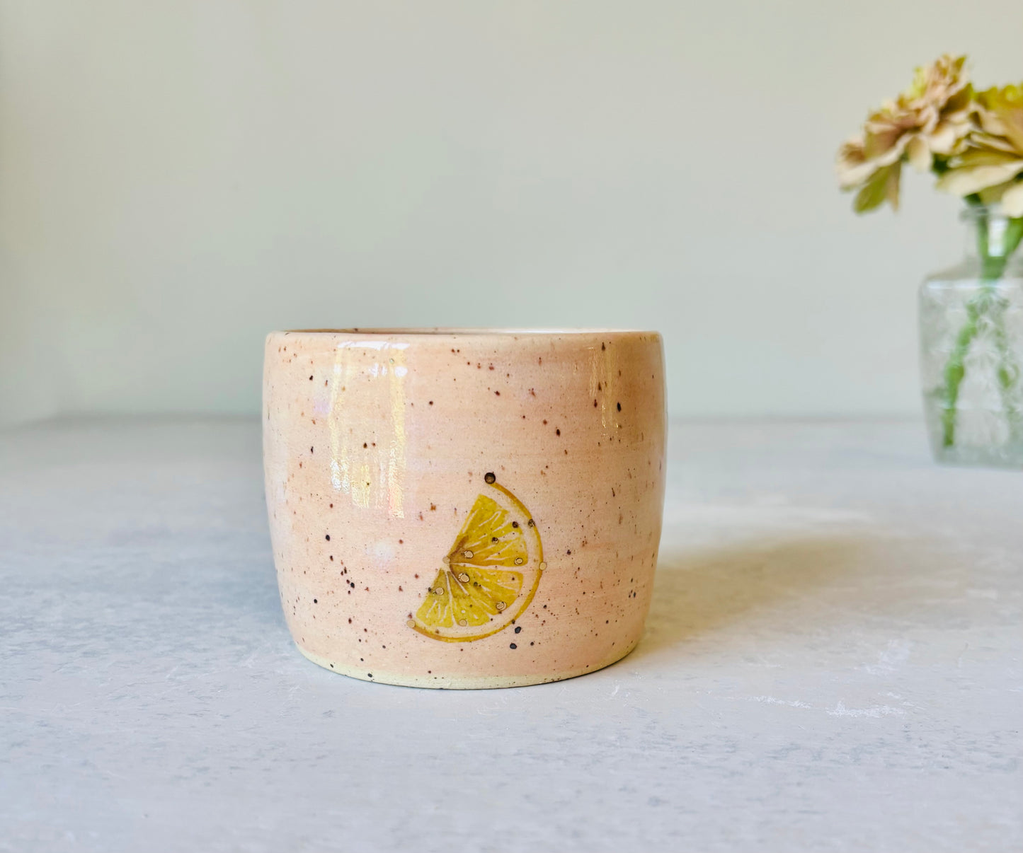 Peachy Lemon Mug 22k Gold Detail