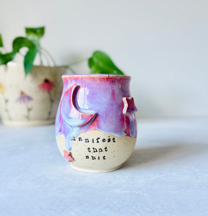 Manifest That Shit Mug in Hot Floating Pink (second)