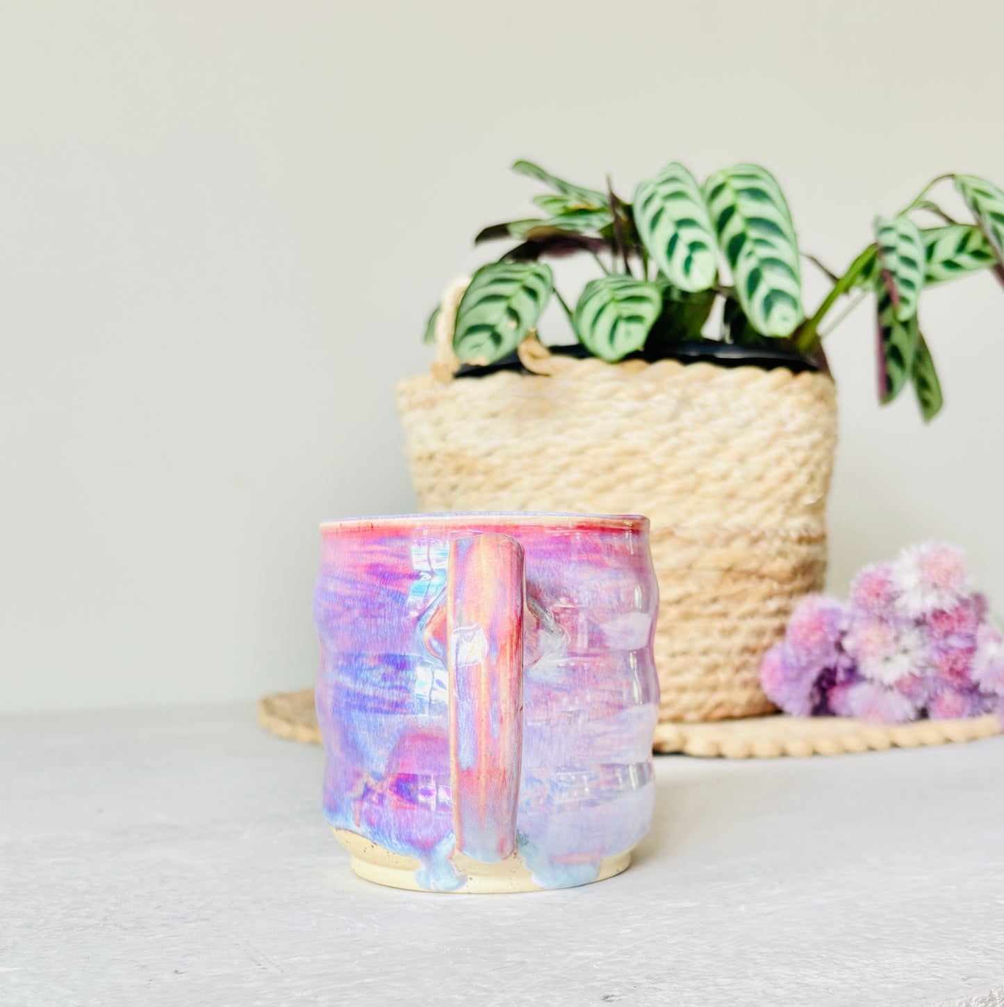 Iridescent Ripple Mug in Cosmic Rose Glaze (16 fl oz)