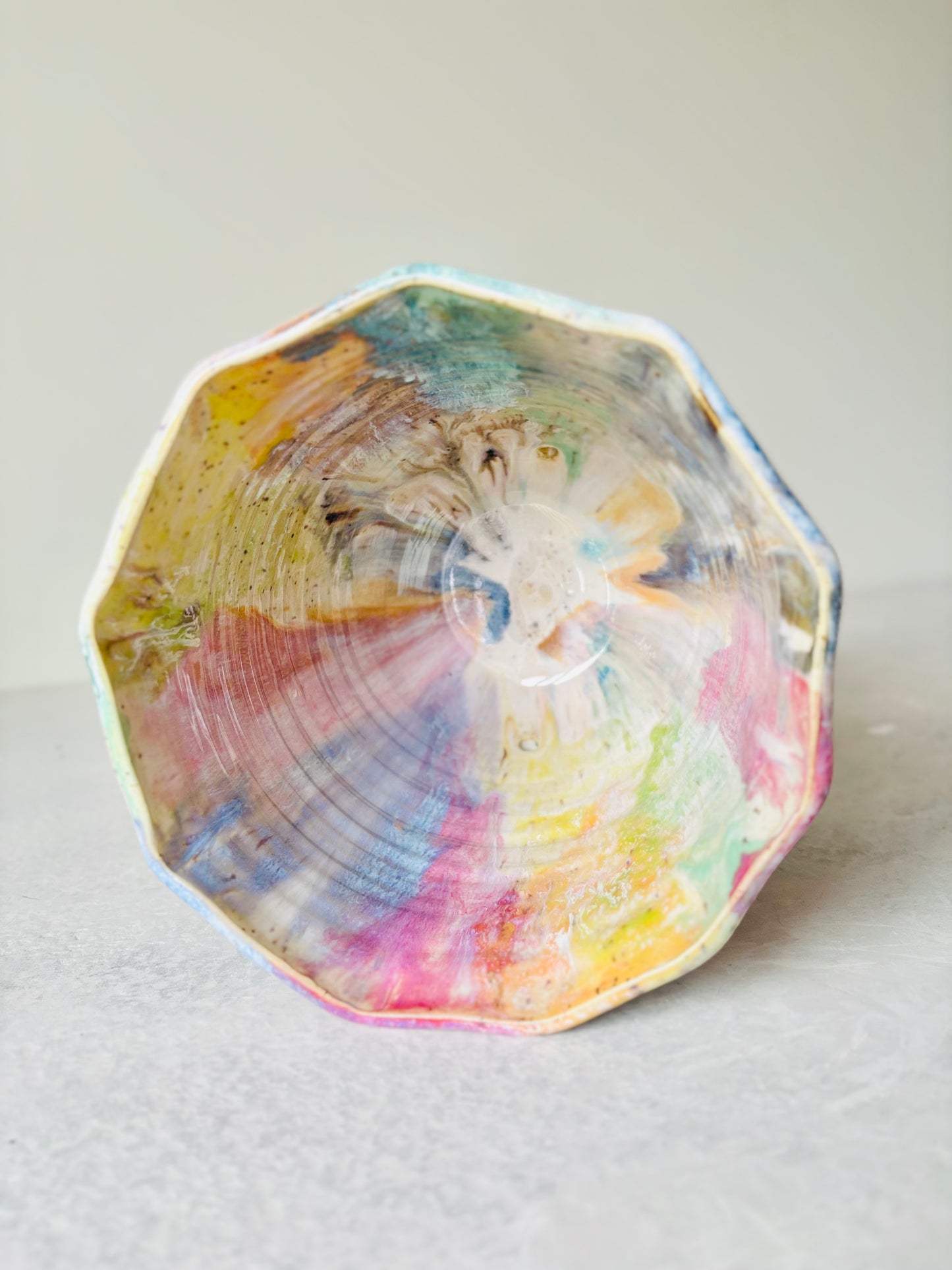 Radiant Rainbow Scalloped Planter