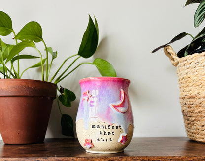 PRE-ORDER: “Manifest That Shit” Mug with Moon & Stars in Summer Rose (12-14 week lead time)
