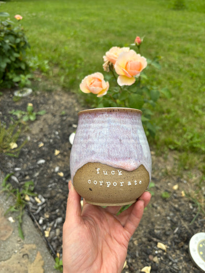 “Fuck Corporate” Mug in Floating Lavender