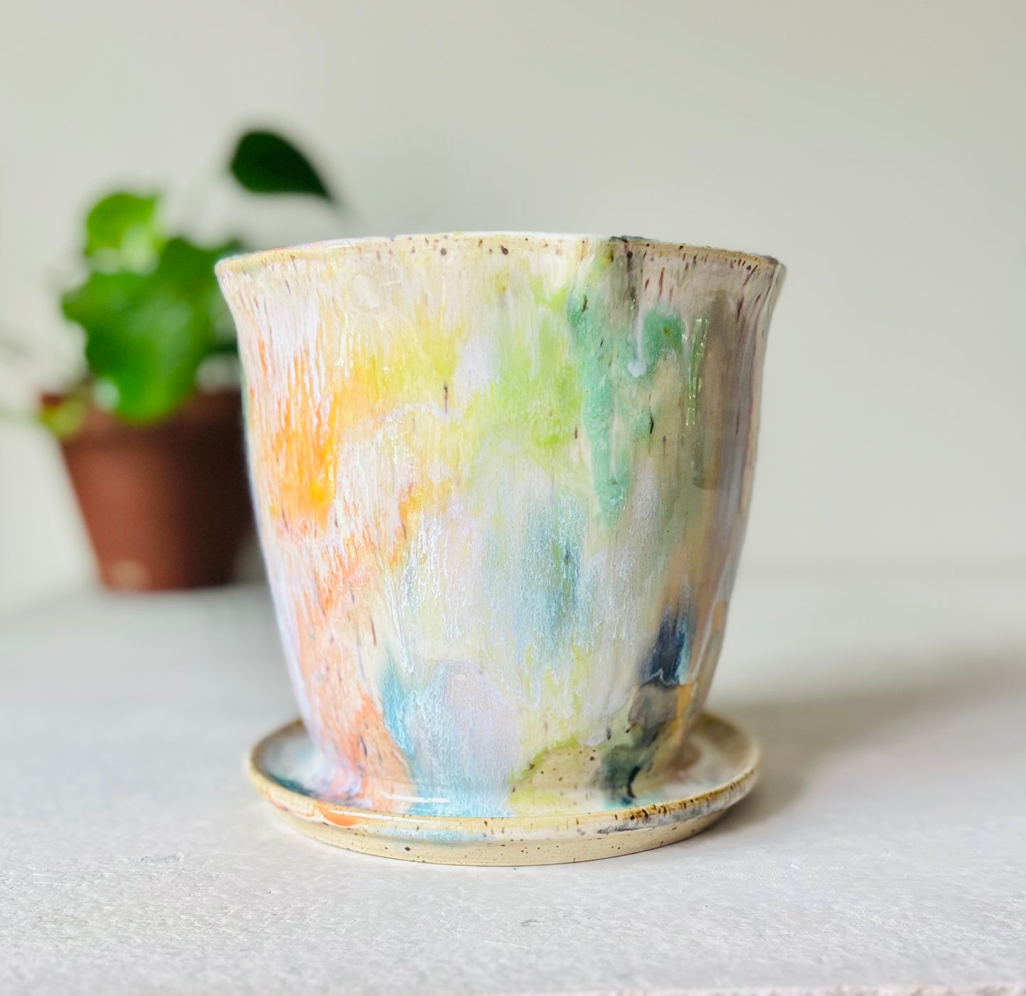 Radiant Rainbow Scalloped Planter