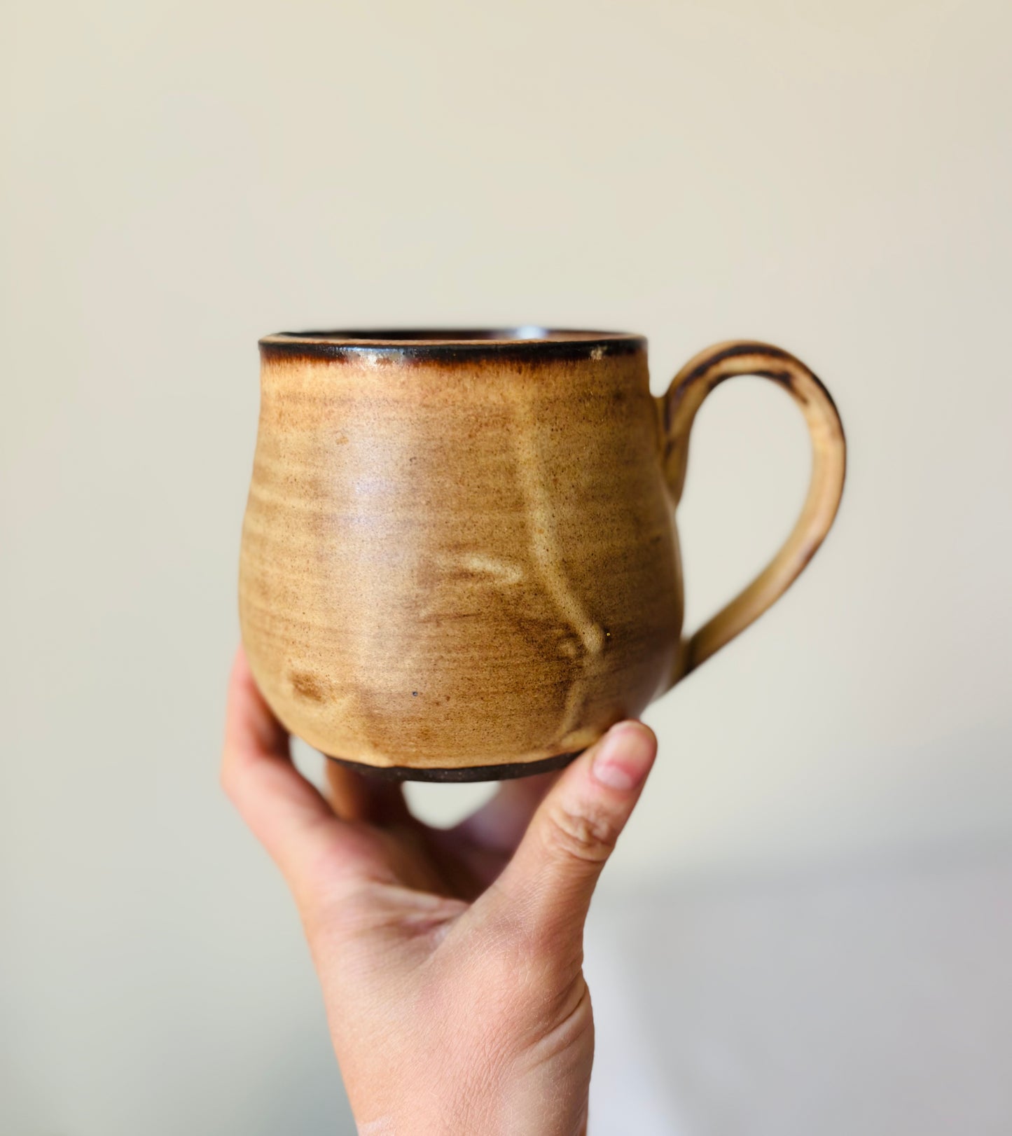 Matte Ginger Mug on Black Stoneware