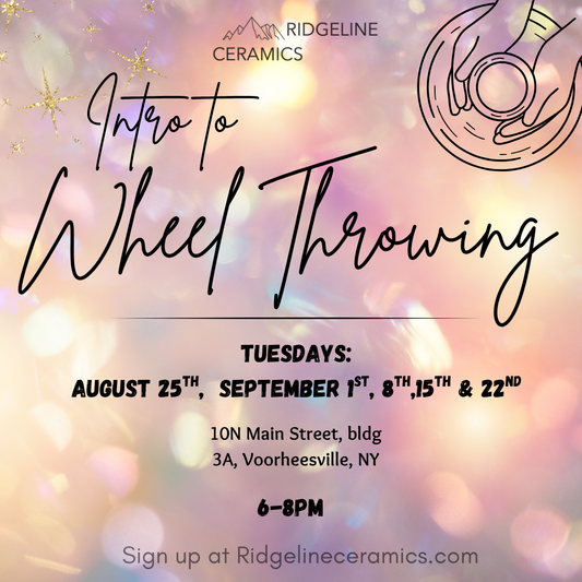 Introduction to Wheel Throwing Class 5 Weeks (10 hours)Tuesday 6-8pm (August 26th start)