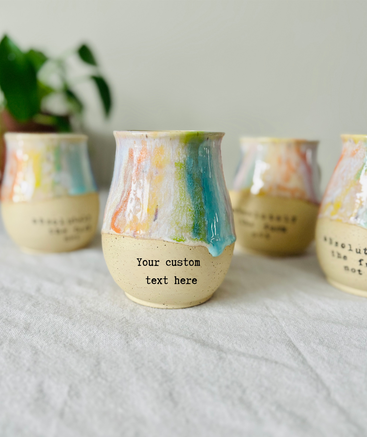 PRE-ORDER (8-12 weeks) Rainbow CUSTOM TEXT Mug in Speckled Stoneware