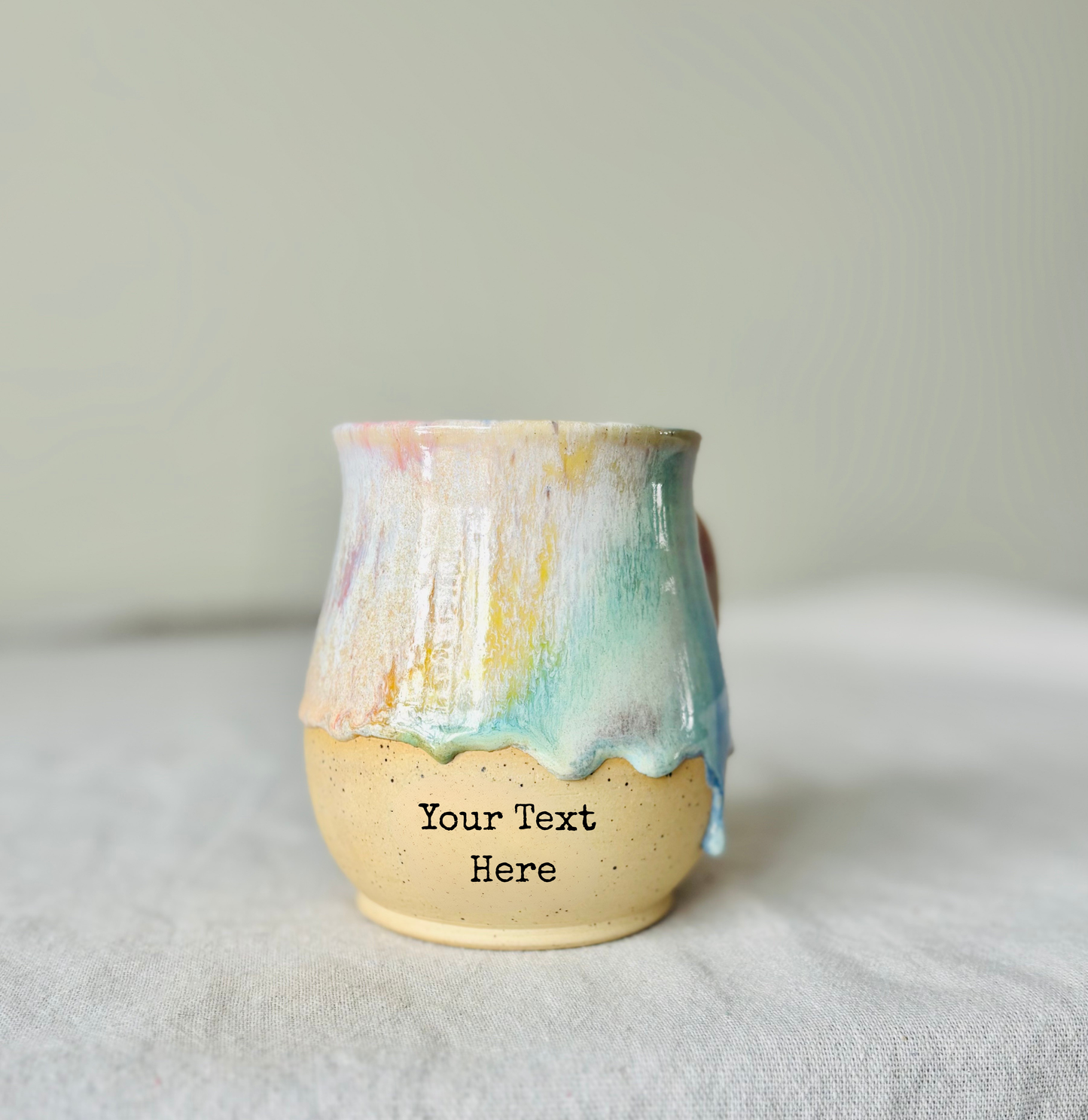 PRE-ORDER (8-12 weeks) Rainbow CUSTOM TEXT Mug in Speckled Stoneware