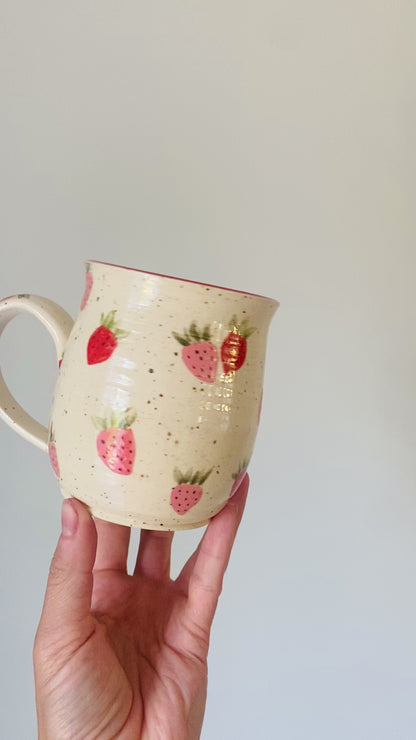 14-16 oz Made to Order Hand Painted Strawberry Mug 8-12 Weeks